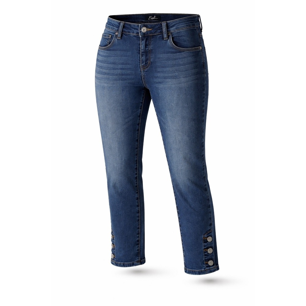Earl Jeans Women 18W Skinny Ankle Jeans Medium Wash Stretch Button Hem Plus Size